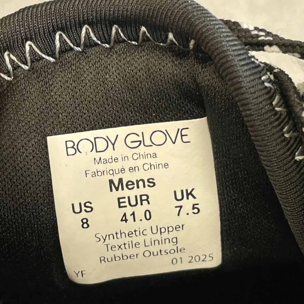 NWOT Body Glove Water Shoes Black Men's Size 8 Synthetic Upper Rubber Outsole